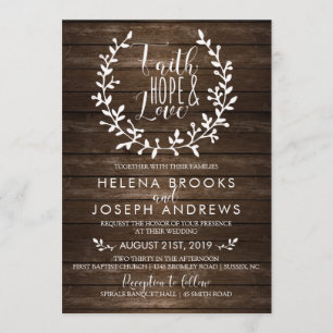 Faire-part de mariage Rustic Wood Faith