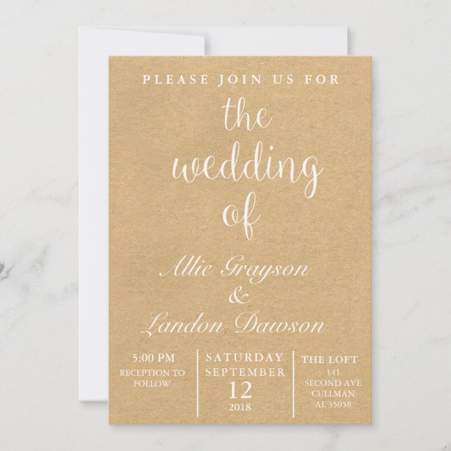 Faire-part de mariage rustique (Devant)