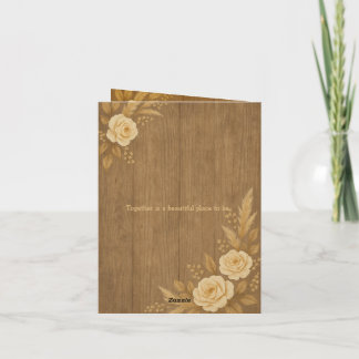 Faire-part de mariage rustique avec Rose beige flo