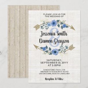 Faire-part de mariage rustique bohème avec flèches