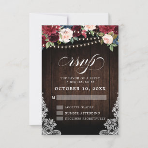 Faire-part de mariage rustique Bourgogne floral gu