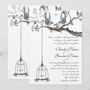 Faire-part de mariage Rustique Cage à oiseaux Merl