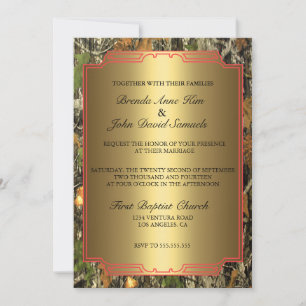 Faire-part de mariage rustique Camo Wood