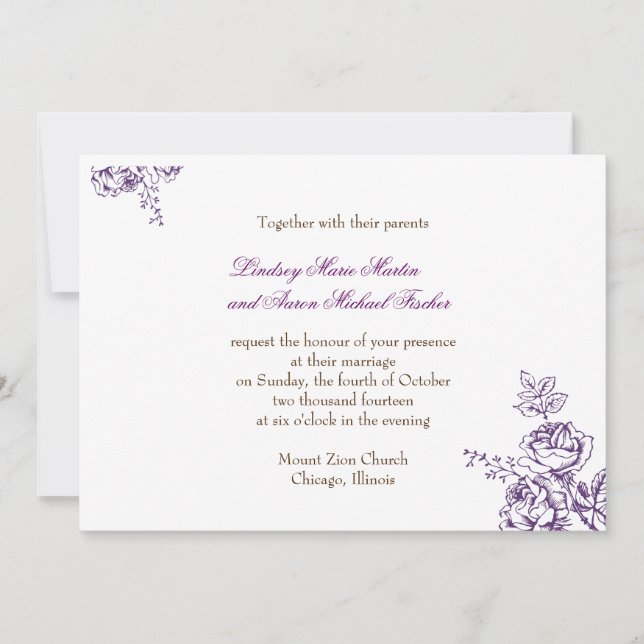 Faire-part de mariage rustique chic (Devant)