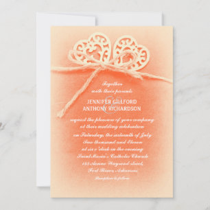 faire-part de mariage rustique couleur corail vint
