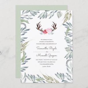 Faire-part de mariage rustique d'Antler de cerfs