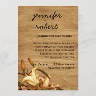 Faire-part de mariage rustique d'aquarelle de lis