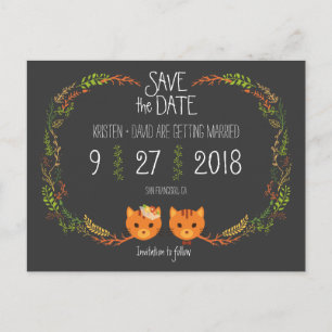 Faire-part de mariage rustique de chats de la forê