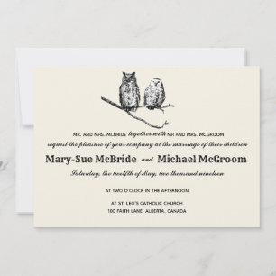 Faire-part de mariage Rustique de Chouettes de Boi