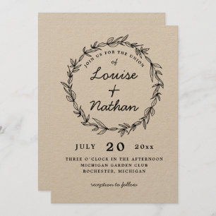 Faire-part de mariage rustique de guirlande