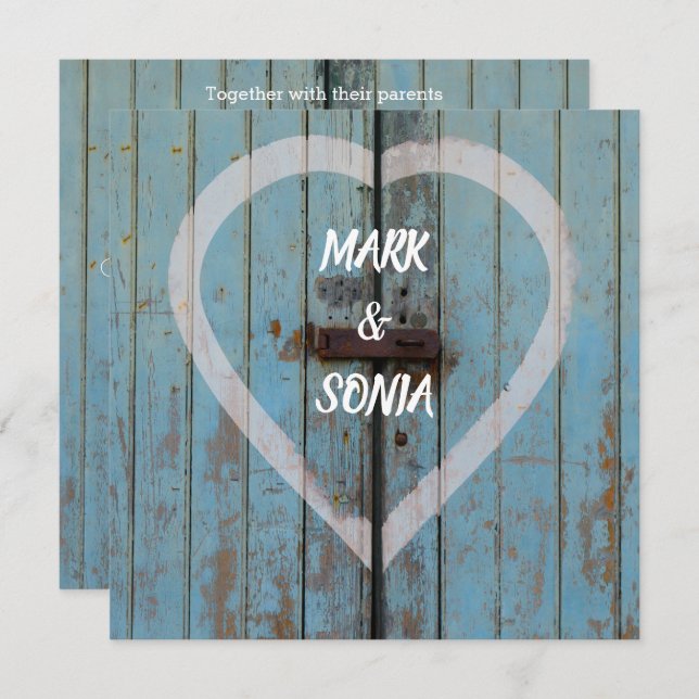 Faire-part de mariage rustique de la porte de la b (Devant / Derrière)