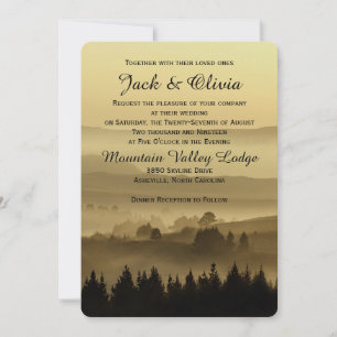 Faire-part de mariage rustique de montagne d'or