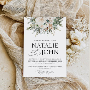 Faire-part de mariage rustique de Pinecone d'hiver