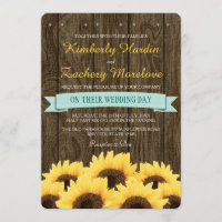 FAIRE-PART DE MARIAGE RUSTIQUE DE TOURNESOL D'AQUA