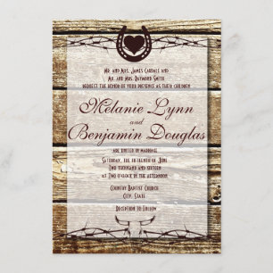 Faire-part de mariage rustique en fer à cheval de