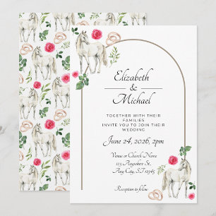 Faire-part de mariage rustique équestre floral ros