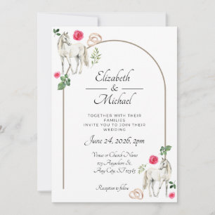 Faire-part de mariage rustique équestre floral ros