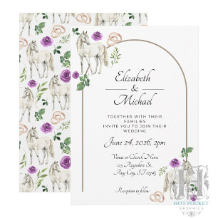Faire-part de mariage rustique équestre floral vio