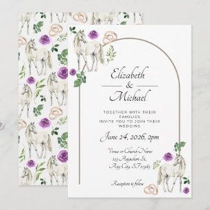 Faire-part de mariage rustique équestre floral vio