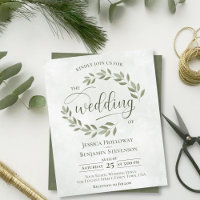 Faire-part de mariage Rustique Feuilles Sauge Vert