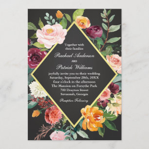 Faire-part de mariage Rustique Floral Chalkboard