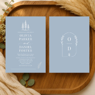 Faire-part de mariage Rustique Forestier Bleu Pous