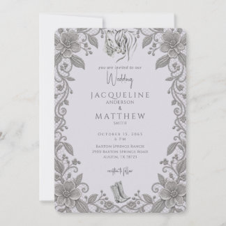Faire-part de mariage Rustique Lavande & Dentelle