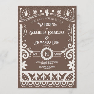 Faire-part de mariage rustique marron et blanc Pap