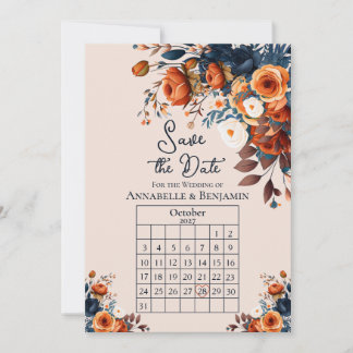 Faire-part de mariage rustique orange brûlé et ble