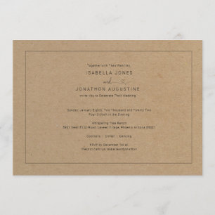 Faire-part de mariage rustique simple avec RSVP
