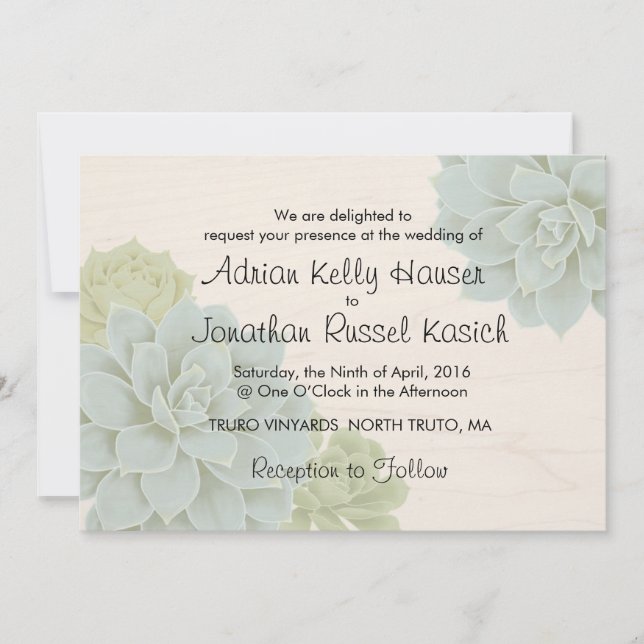 Faire-part de mariage rustique succulent (Devant)