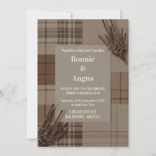 Faire-part de mariage Rustique Tartan Plaid Heathe