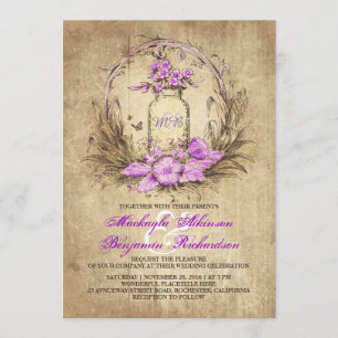 faire-part de mariage rustique Vintage à la bocal