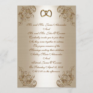 Faire-part de mariage satiné or élégance