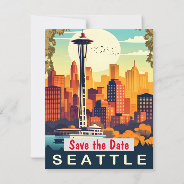 Faire-Part de Mariage Seattle Needle Green (Devant)