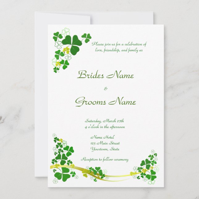 Faire-part de mariage Shamrock élégant (Devant)