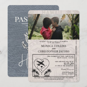 Faire-part de mariage Silver Hawaii Passport