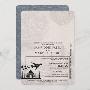 Faire-part de mariage Silver India Passport
