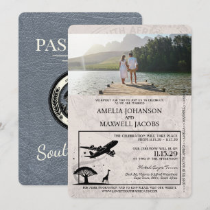 Faire-part de mariage Silver South Africa Passport