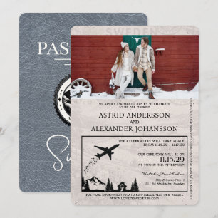 Faire-part de mariage Silver Suède Passport