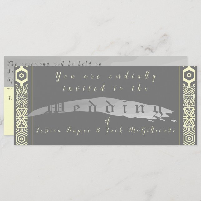Faire-part de mariage Silvery Grey et Tile-font (Devant / Derrière)