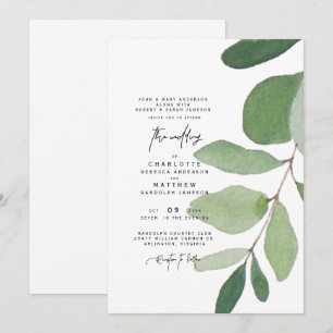 Faire-part de mariage simple à tige d'eucalyptus
