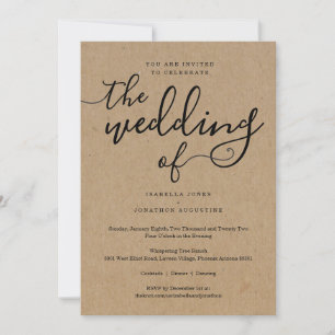 Faire-part de mariage simple avec RSVP sur papier
