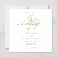Faire-part de mariage simple chic or et blanc