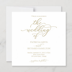 Faire-part de mariage simple chic or et blanc