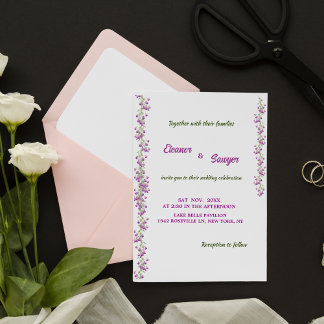 Faire-part de mariage simple de fleurs violettes c