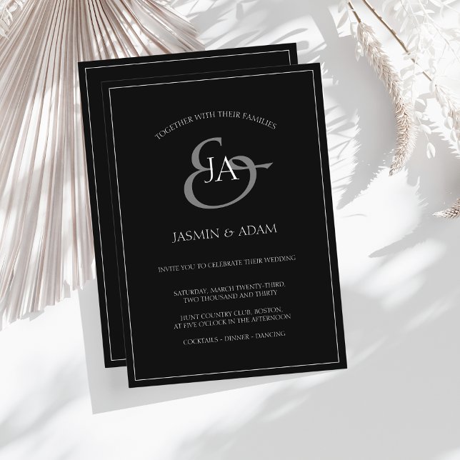 Faire-part de mariage simple en noir et blanc (Créateur téléchargé)