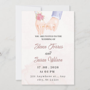 Faire-part de mariage simple et élégant avec aquar