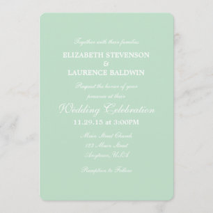 Faire-part de mariage simple Mint Green Plain