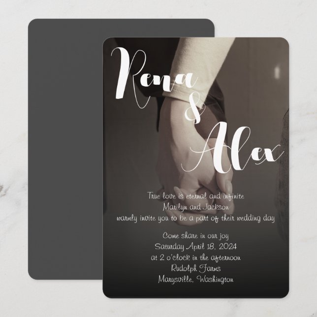 Faire-part de mariage simple moderne (Devant / Derrière)